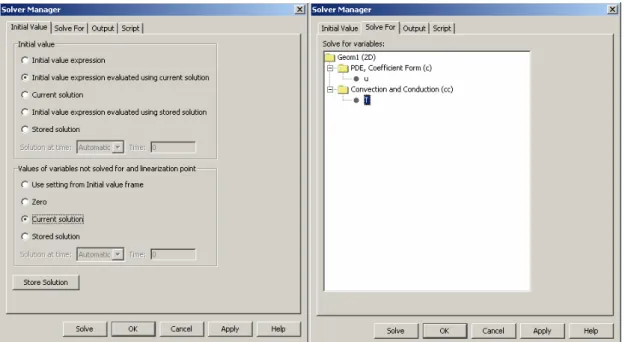 Figure 11 Setting up a solver that uses the results from a previous simulation (e.g. the fluence rate  distribution) as initial value and solves for the second physics mode (e.g