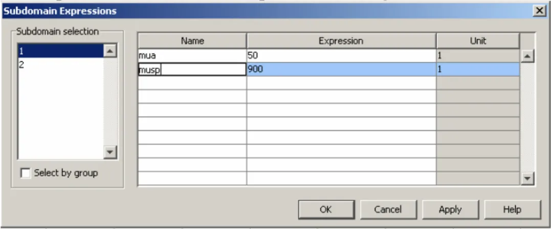 Figure 5 Defining static constants for subdomain 1. 