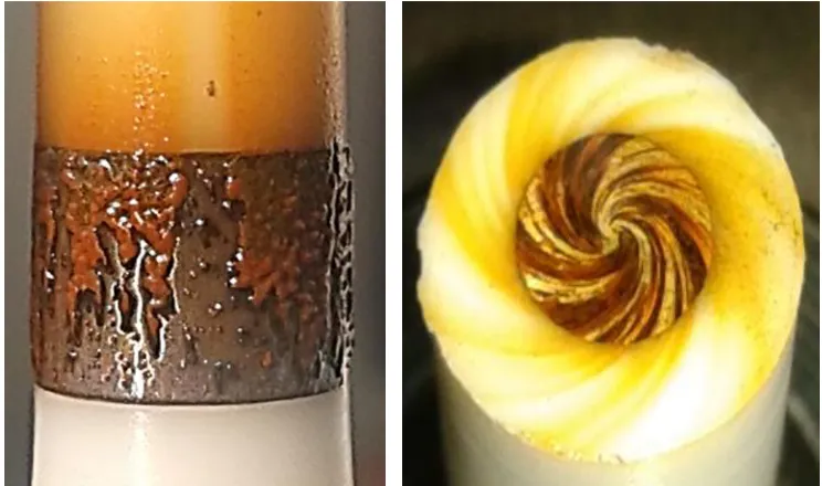 Figure 2. OCP-time profiles of carbon steel electrodes during 300 min of immersion in aerated (air) and deaerated (N2) 0.5 M LiBr solution measured in AFC and RDE cells 