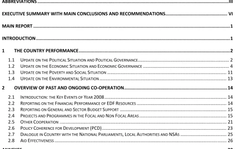 TABLE OF MACRO-ECONOMIC INDICATORS.................................................................................................