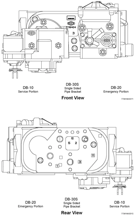 Fig. 3     DB-60 Control Valve Operating Portions and Single Sided Pipe Bracket 