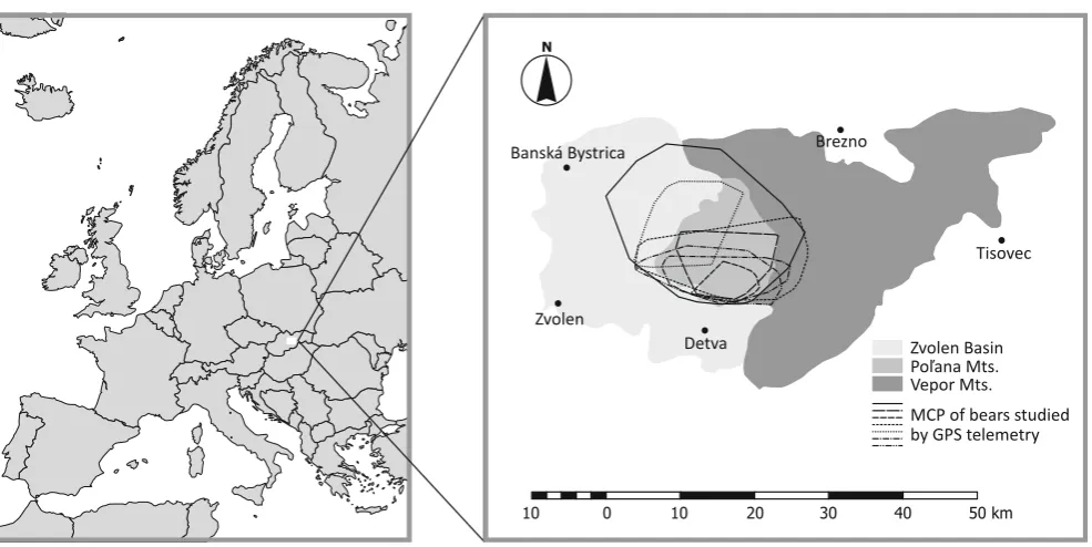 Fig. 1 Map of the study area in central Slovakia