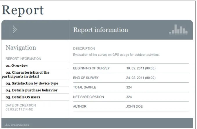 Figure 5.1 shows an example of an HTML report with chapter structure. 