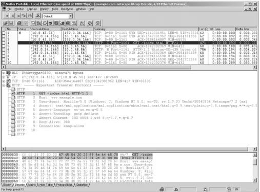 Figure 4-5 shows a Sniffer capture of an HTTP GET request.  