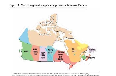 Figure 1. Map of regionally applicable privacy acts across Canada