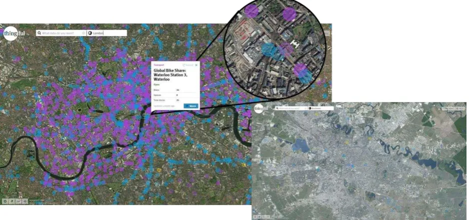Fig. 1. World of IoT in London, UK (left) and Bucharest, Romania (right) [21] 