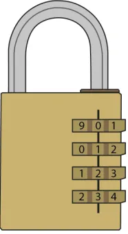 Figure 2.1: A combination lock with 4 digits is an example of an algorithmrunning in exponential time