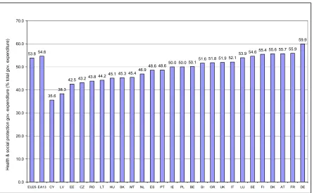 Figure 1: The composition of public spending (all government) in the EU 25, 2005 