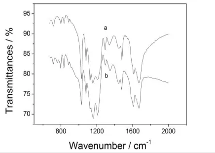 Figure 2.  SEM image of bare glassy carbon electrode(left) and poly(sulfosalicylic acid)/Ru(bpy)32+  modified electrode(right)  