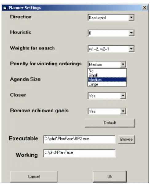 Figure 14. Setting the planning parameters 