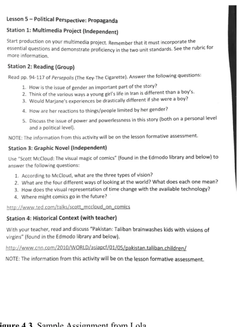 Figure 4.3. Sample Assignment from Lola  