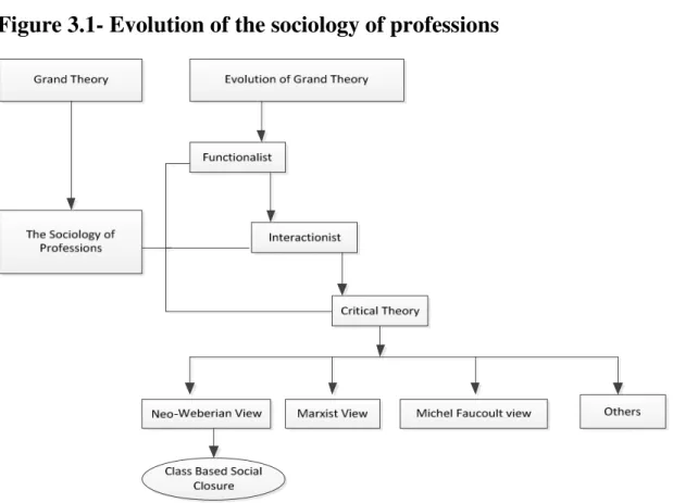 Figure 3.1- Evolution of the sociology of professions 