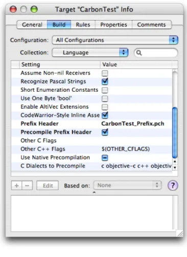 Figure 1-3 Some GCC build settings in an inspector window