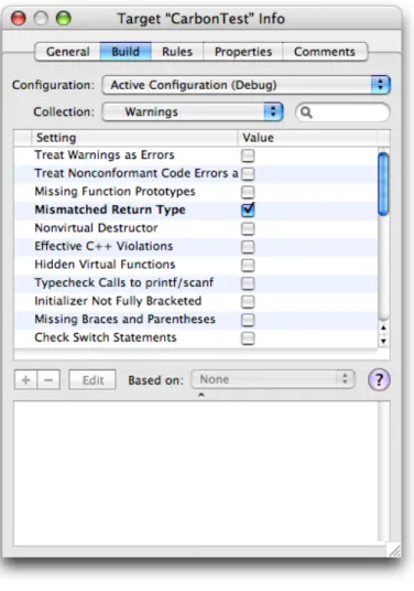 Figure 1-5 Warnings settings in an inspector window