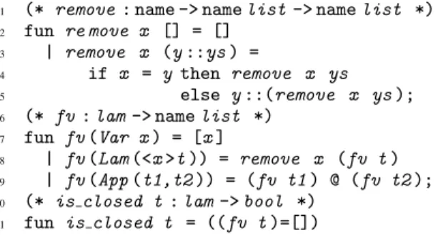 Figure 5. Testing for closed λ-terms in FreshML
