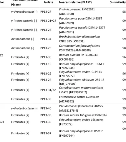 Table 18 Bacterial isolates obtained from timothy grass pollen (Phleum pratense) 2013 sampled in the surrounding area of Munich, Germany