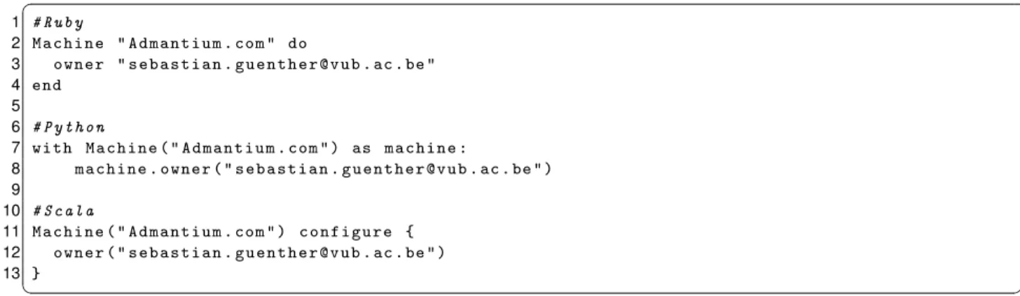 Fig. 7. B LOCK S COPE : example expressions in Ruby, Python, and Scala.