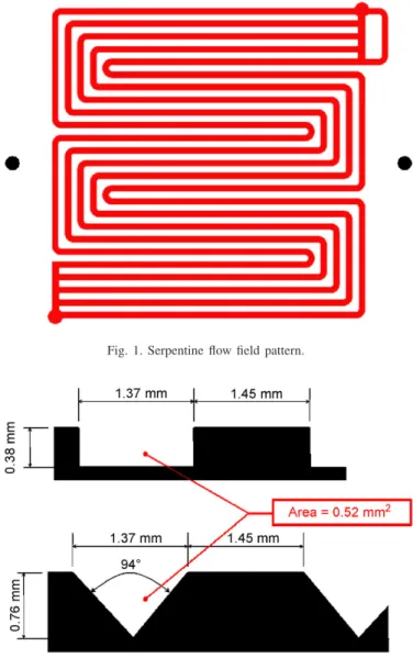 Fig. 1. Serpentine ﬂow ﬁeld pattern.
