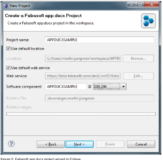 Figure 5: Fabasoft app.ducx project wizard in Eclipse 