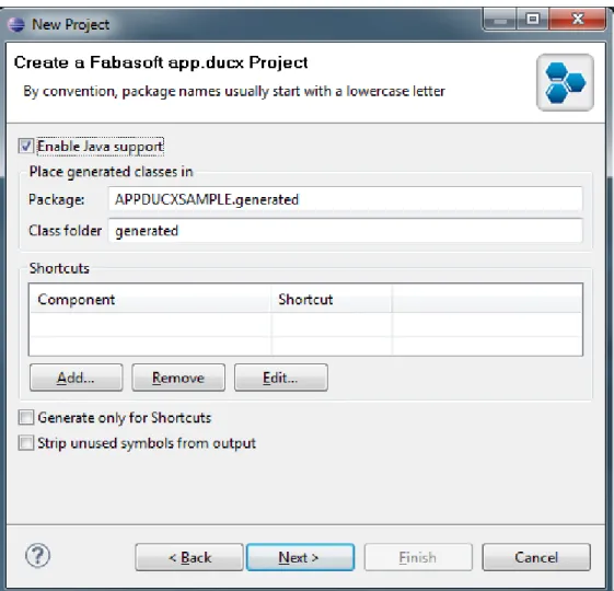 Figure 7: Enabling Java support for a Fabasoft app.ducx project 