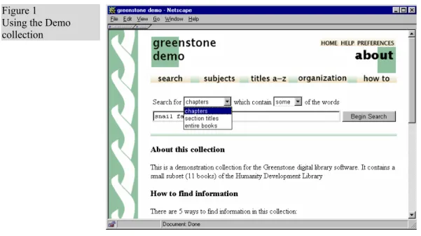 Table 2 shows the five ways to find information in the Demo collection. 