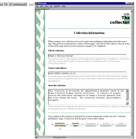 Figure 16d is the point where the user specifies the source text that  comprises the collection