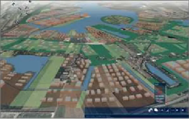 Figuur 6  A virtual flight over the  Groningen-Meerstad  study area with  intuitive navigation buttons