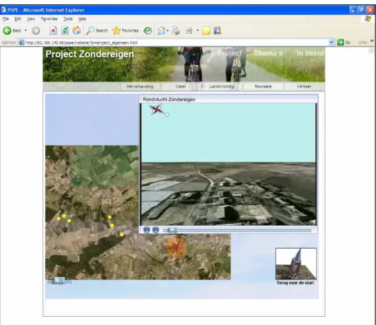 Figure 7 Example of an interactive website developed by the Belgian partners of PSPE. With this website, the  Vlaamse Land Maatschappij presents factual information about the land consolidation project ‘Zondereigen’ 