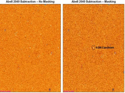 Figure 9.5.3.1. OIS of Abell 2040 using images from the ARI 0.4-m telescope.The subtraction on the left not masked while the one on the right is