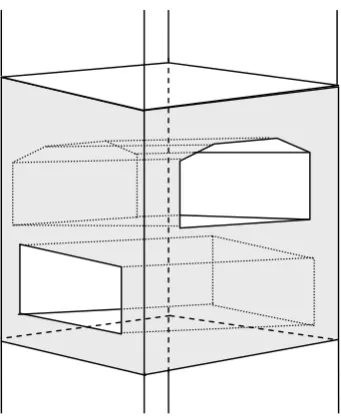 Fig. 6. Complex shape formed when two network parcels cross below, and are ex-cised from a 2D parcel 