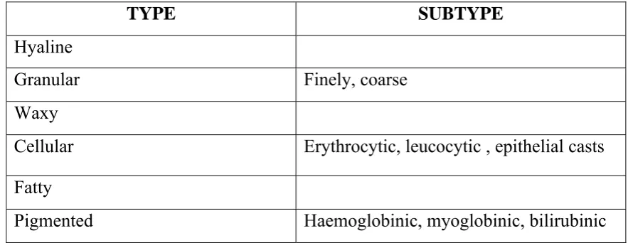 Table 3: Classification of casts. 
