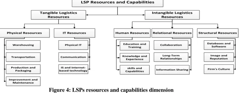 Figure 4: LSPs resources and capabilities dimension  LSPs services 