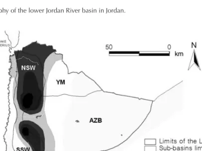 Fig. 2.3.  Average rainfall distribution in the lower Jordan River basin in Jordan. 2