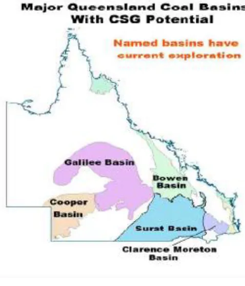 Figure 3.1: Major Coal basins in Queensland [17].  