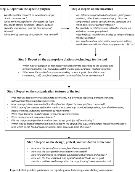 Figure 4. Best practice guidelines for reporting new technologies for dietary assessment.