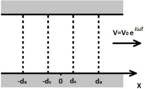 Figure 1. The electrochemical signal converting cell model.   d c  and   d a  denote the coordinates of  the cathodes and the anodes, correspondingly