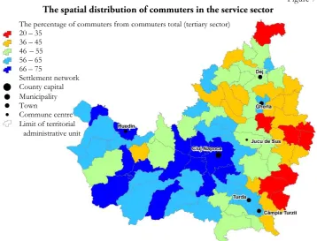 Figure 7  The spatial distribution of commuters in the service sector 
