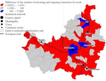 Figure 1 illustrates the balance in commuting at the NUTS 5 level (cities and The difference between absolute incoming and outgoing commuter numbers in new economy, which transformed the commune