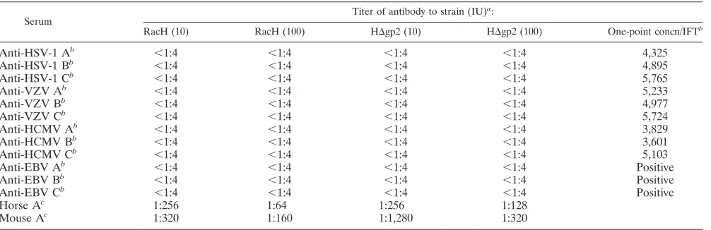 TABLE 2. Neutralizing activity of human sera against EHV-1