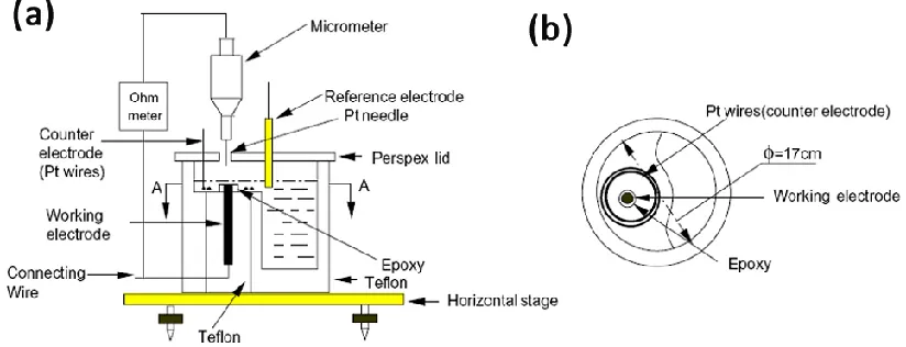 Figure 1. Schematic diagram of experiment arrangement for thin electrolyte layer [29-31].
