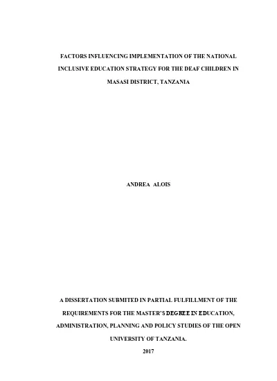 Factors Influencing Implementation Of The National Inclusive Education 