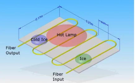 Fig. 2.  Diagram of our layout for demonstration of a two-dimensional distributed fiber temperature sensor