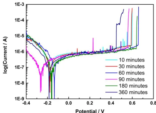 Figure 5.  The polarization curves of the aging samples at CPT. 