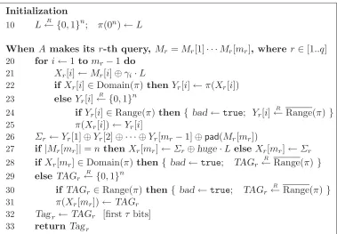 Figure 5: Game 1. This game accurately simulates PMAC[Perm(n), τ].