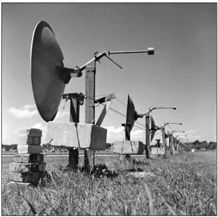 Figure 3: Another view of the east-west array, showing the bracing weights for the open-wire transmission lines