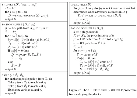 Figure 6: The SHUFFLE and UNSHUFFLE proceduresfor modifying the decks.
