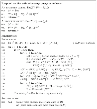 Figure 7: Game RND3 is adversarially indistinguishable from game RND2 but defers the setting of bad.