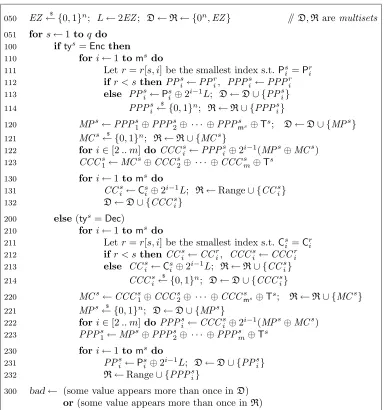 Figure 8: Game NON1 is based on game RND3 but now τ = (ty, T, P, C) is a ﬁxed, allowed transcript.