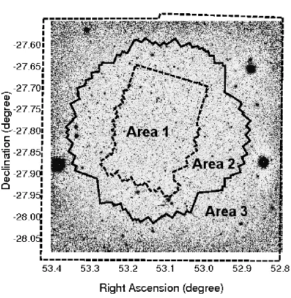 Figure 2.1: Major areas deﬁned in ECDFS. Background is the negative J +Ks image fromTENIS