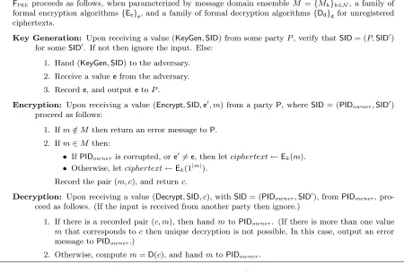 Figure 14: The public-key encryption functionality, Fpke